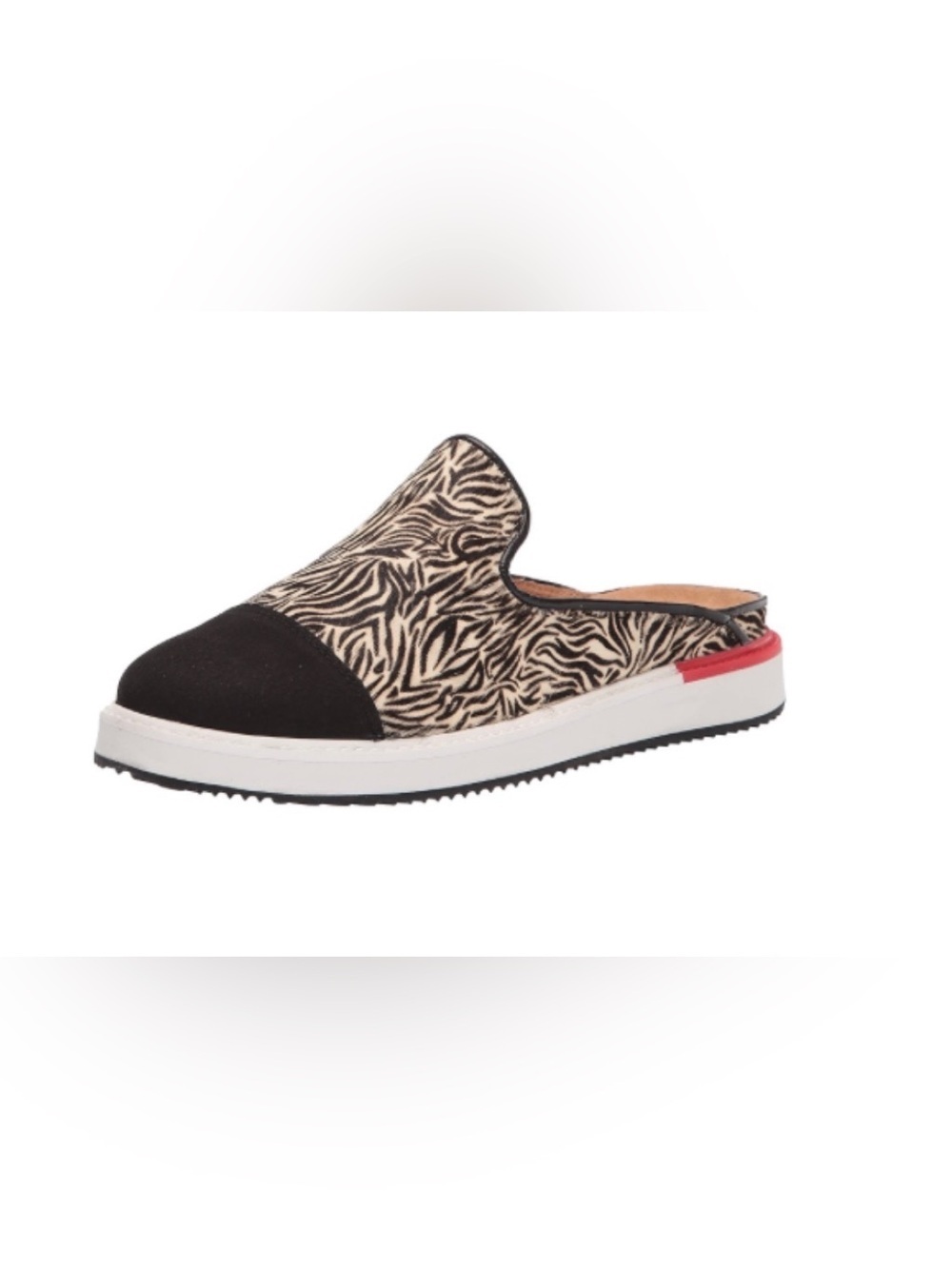 Hush Puppies Black, Cream and Red Zebra-Print Slip-On Mule